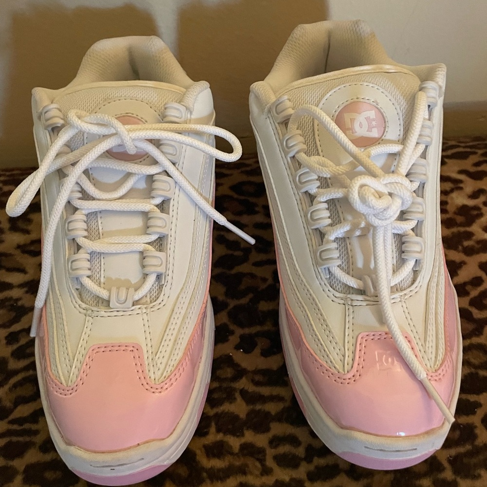 DC White and Pink Sneakers